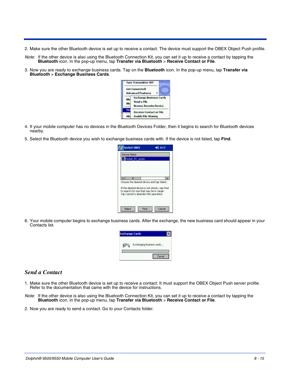 Send a contact, Send a contact -15 | Hand Held Products 9550 User Manual | Page 149 / 248