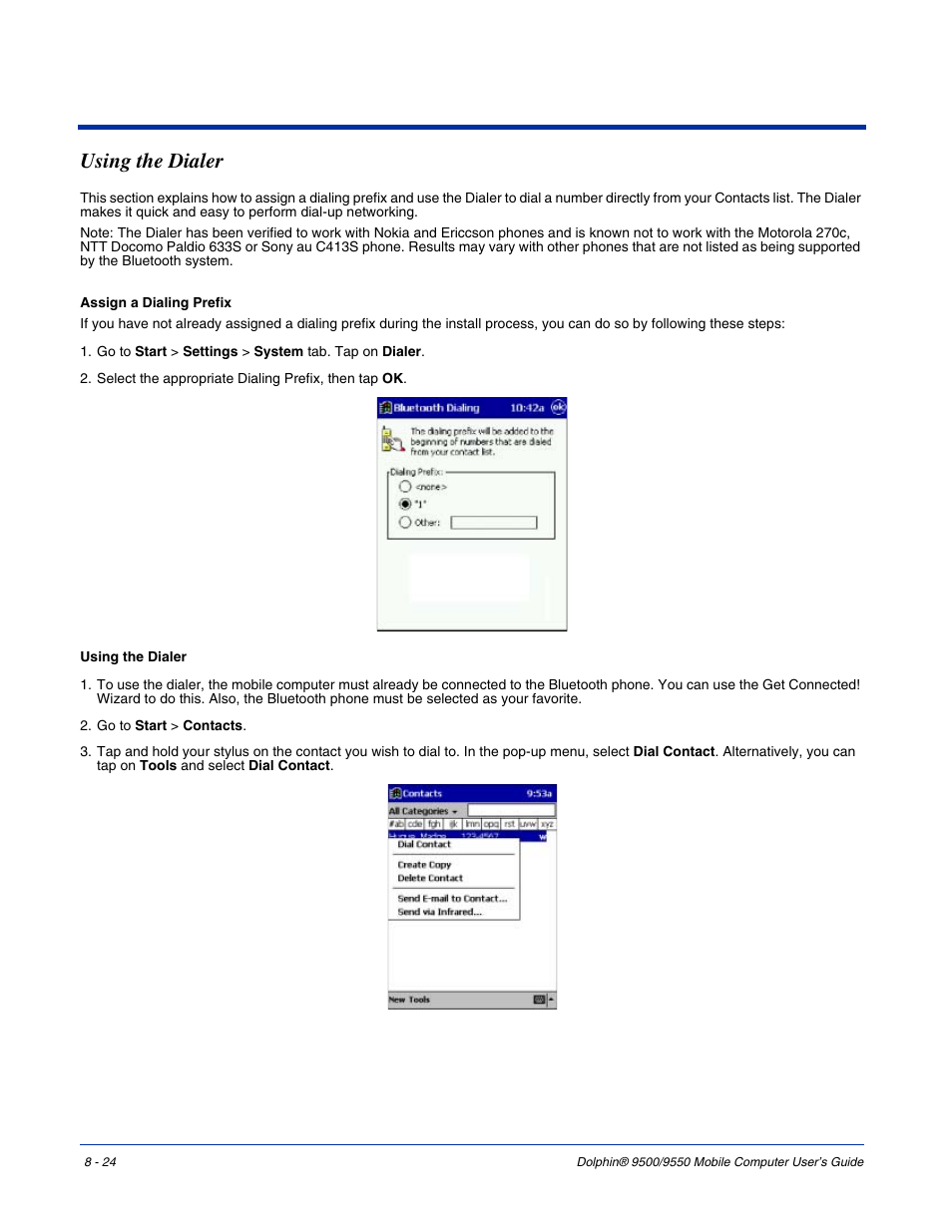 Using the dialer, Using the dialer -24 | Hand Held Products 9550 User Manual | Page 158 / 248