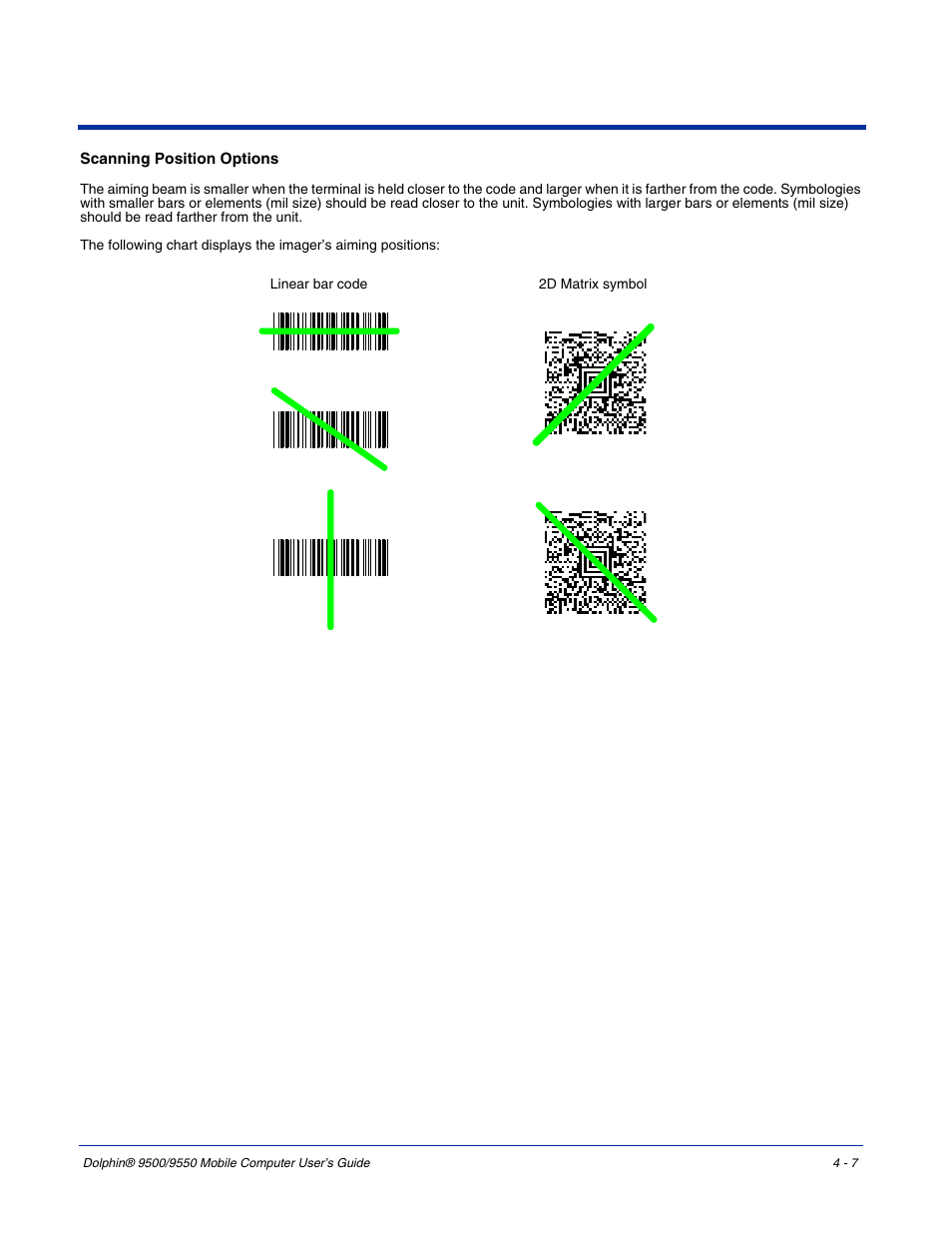 Scanning position options | Hand Held Products 9550 User Manual | Page 49 / 248