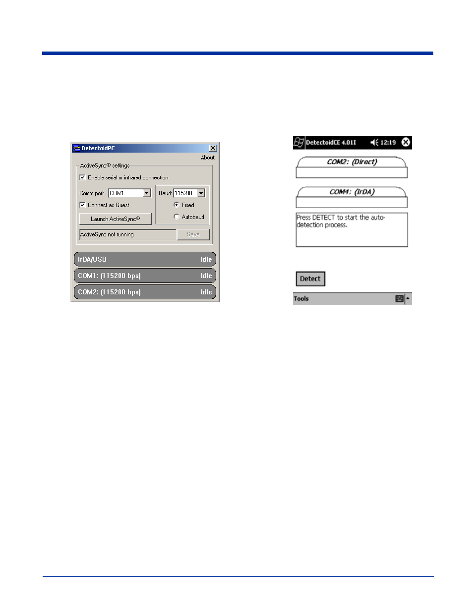 Setting up communications with detectoid, Setting up communications with detectoid™ -7, Installing detectoidpc | Using detectoidpc and detectoidce | Hand Held Products 7450 User Manual | Page 23 / 133