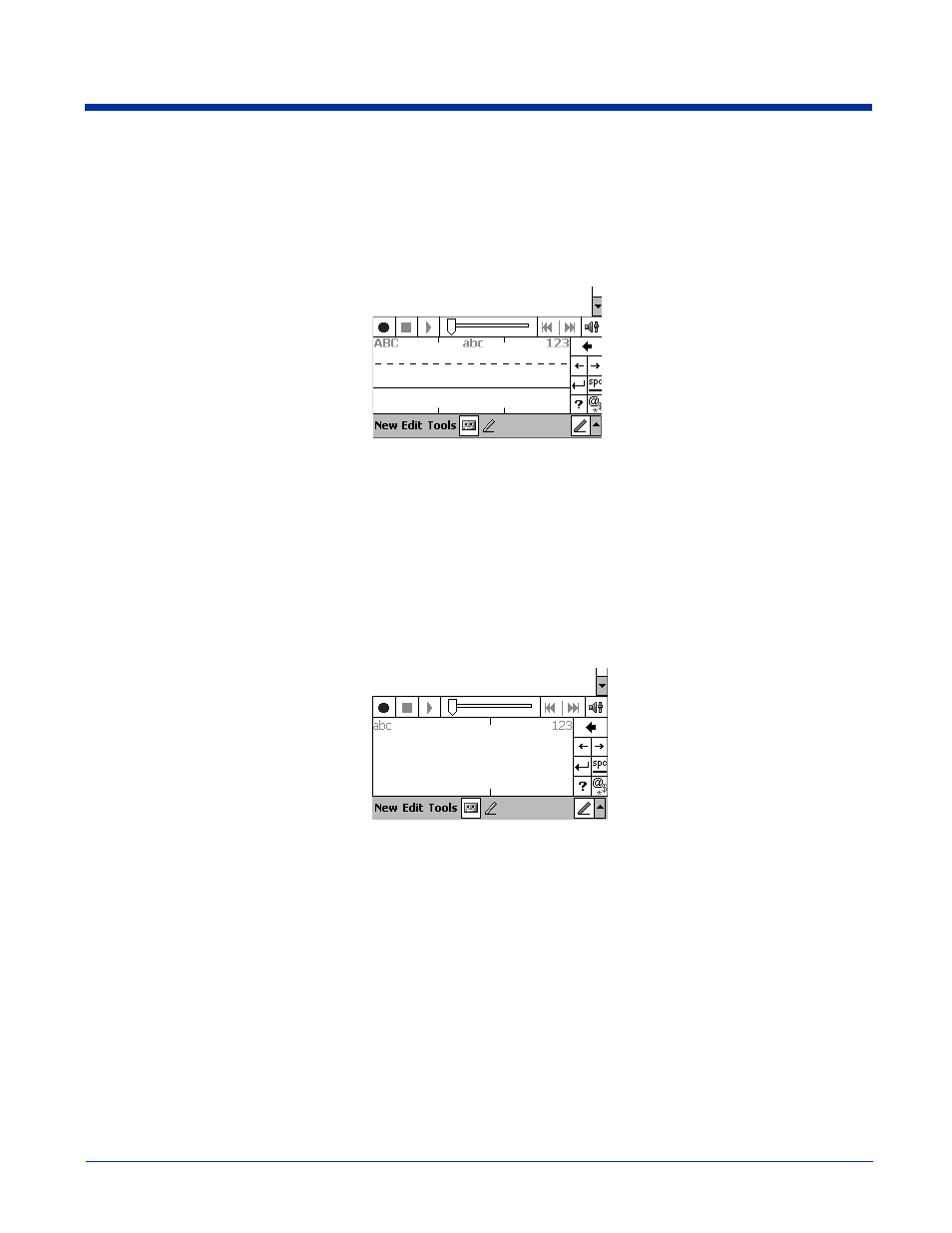 Using the letter recognizer, Using the block recognizer, Selecting text | Hand Held Products 7450 User Manual | Page 41 / 133
