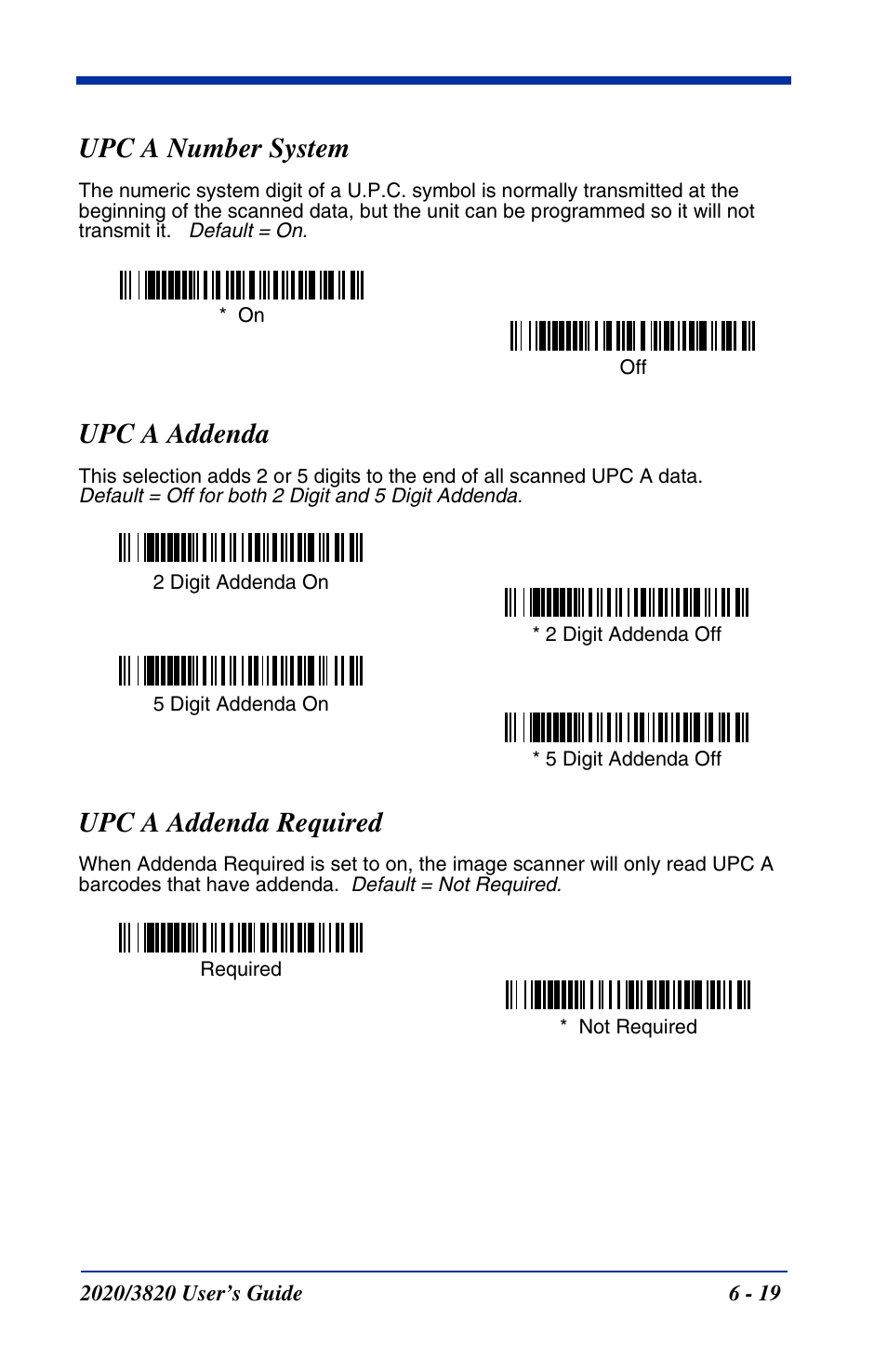 Upc a number system, Upc a addenda, Upc a addenda required | Hand Held Products 2020 User Manual | Page 109 / 187