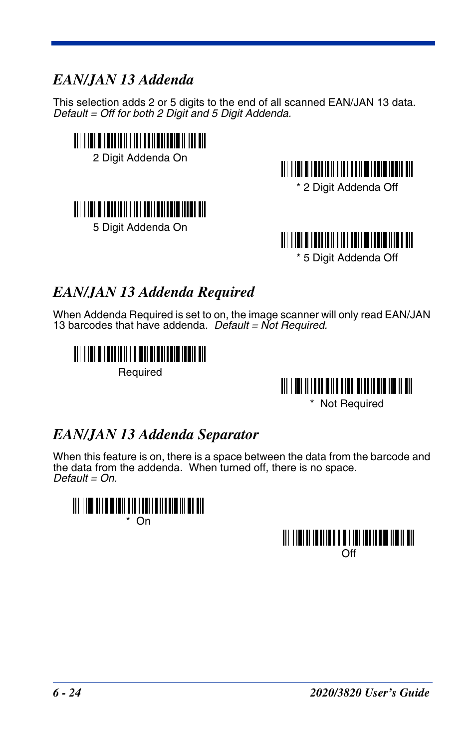 Ean/jan 13 addenda, Ean/jan 13 addenda required, Ean/jan 13 addenda separator | Hand Held Products 2020 User Manual | Page 114 / 187
