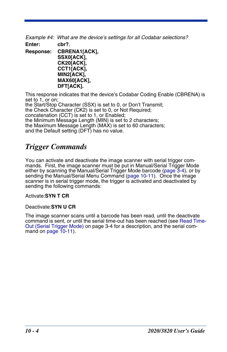 Trigger commands, Trigger commands -4 | Hand Held Products 2020 User Manual | Page 142 / 187