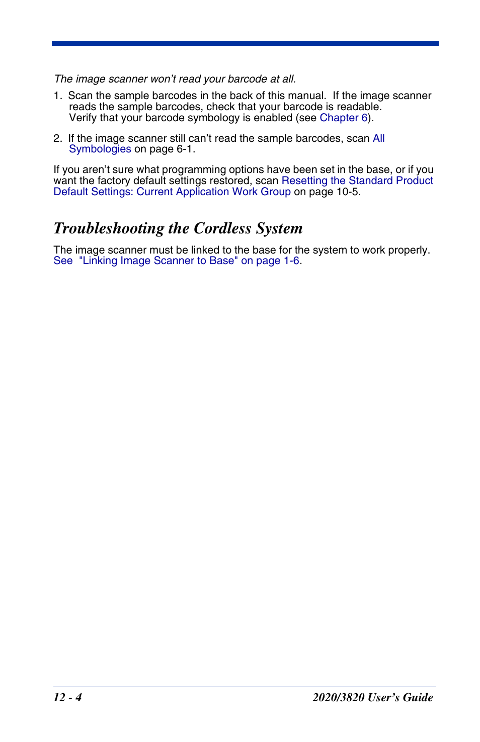 Troubleshooting the cordless system | Hand Held Products 2020 User Manual | Page 170 / 187