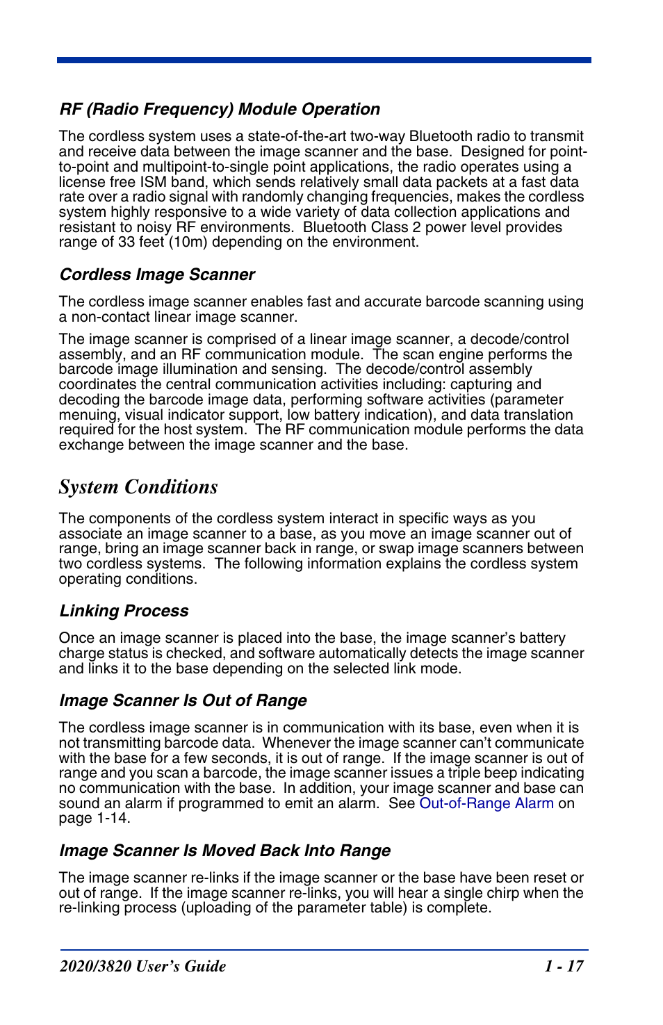 System conditions, System conditions -17 | Hand Held Products 2020 User Manual | Page 35 / 187