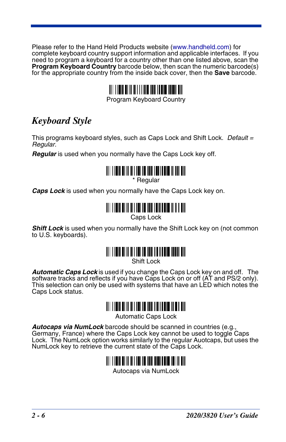 Keyboard style, Keyboard style -6 | Hand Held Products 2020 User Manual | Page 52 / 187