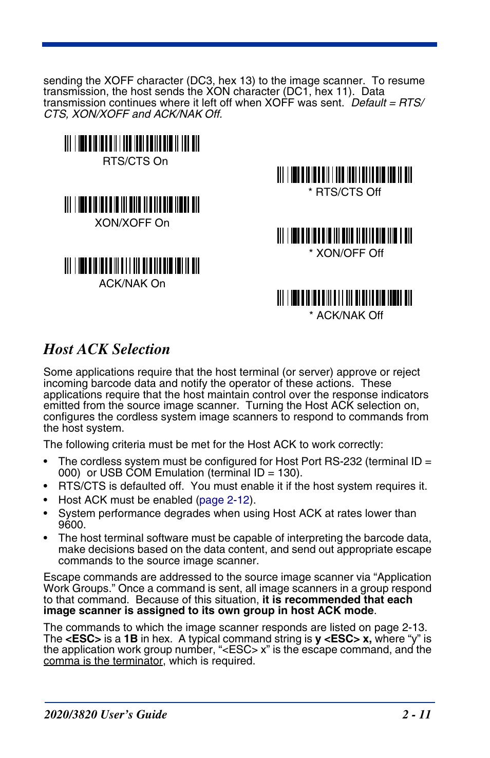 Host ack selection, Host ack selection -11 | Hand Held Products 2020 User Manual | Page 57 / 187