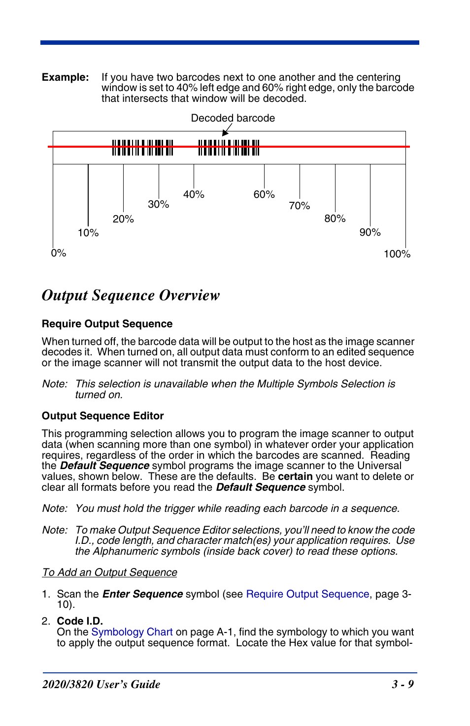 Output sequence overview, Centering window example, Output sequence overview -9 | Hand Held Products 2020 User Manual | Page 73 / 187
