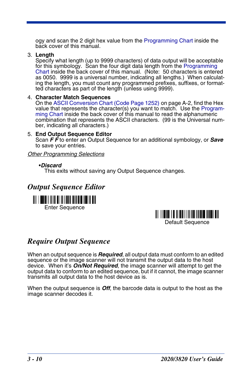 Output sequence editor, Require output sequence, Output sequence editor require output sequence | Hand Held Products 2020 User Manual | Page 74 / 187