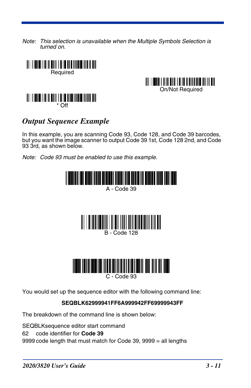 Output sequence example | Hand Held Products 2020 User Manual | Page 75 / 187