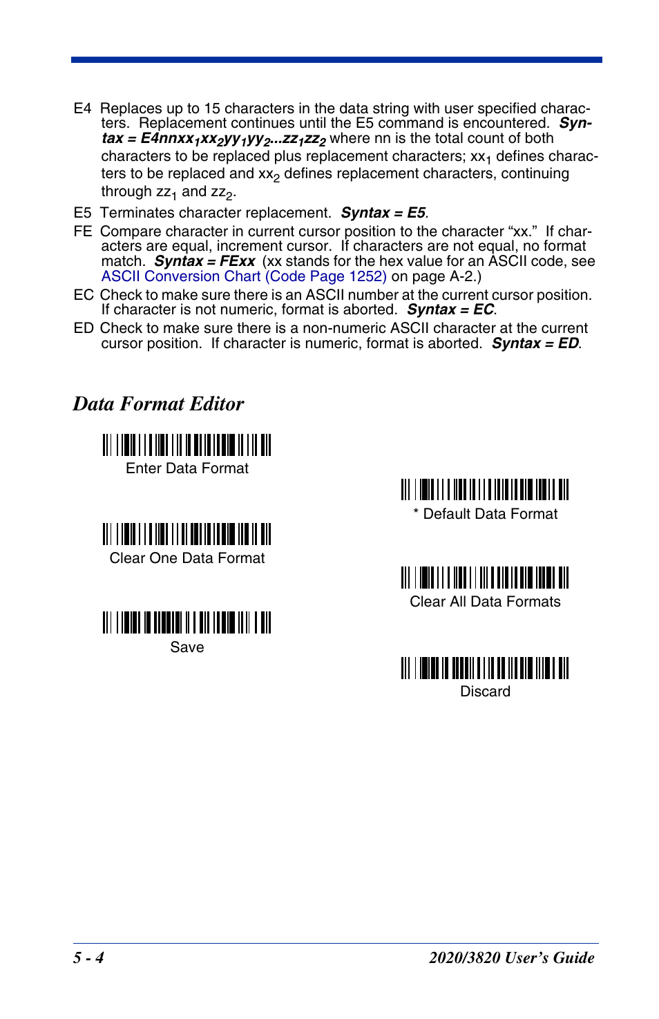 Data format editor, Data format editor -4, Code on | Hand Held Products 2020 User Manual | Page 88 / 187