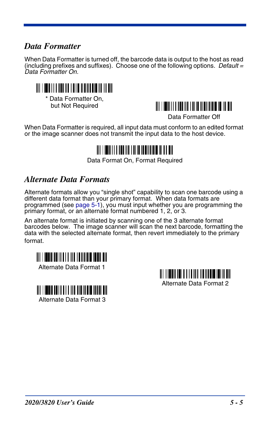 Data formatter, Alternate data formats, Data formatter -5 alternate data formats -5 | Hand Held Products 2020 User Manual | Page 89 / 187