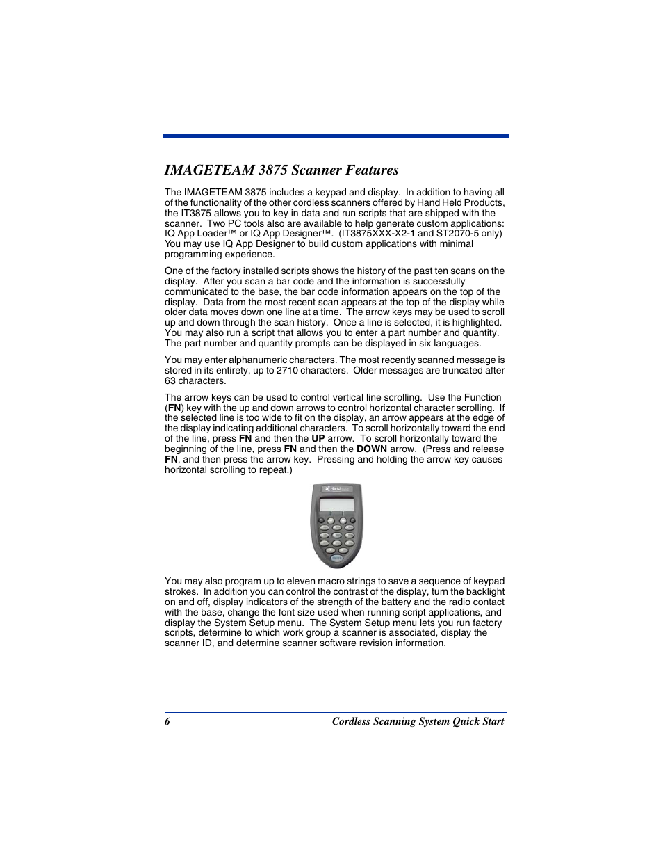 Imageteam 3875 scanner features | Hand Held Products 2070 User Manual | Page 10 / 24