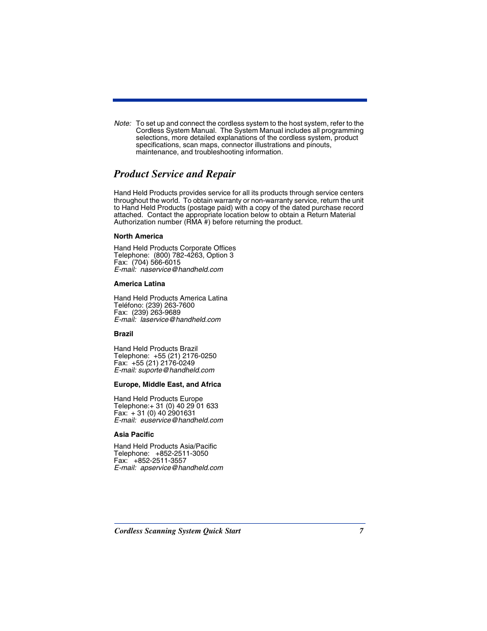 Product service and repair | Hand Held Products 2070 User Manual | Page 11 / 24