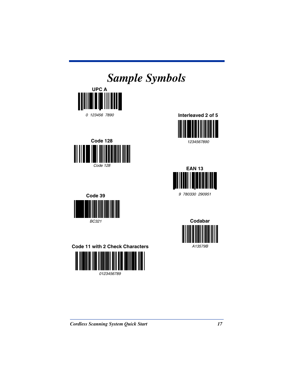 Sample symbols | Hand Held Products 2070 User Manual | Page 21 / 24