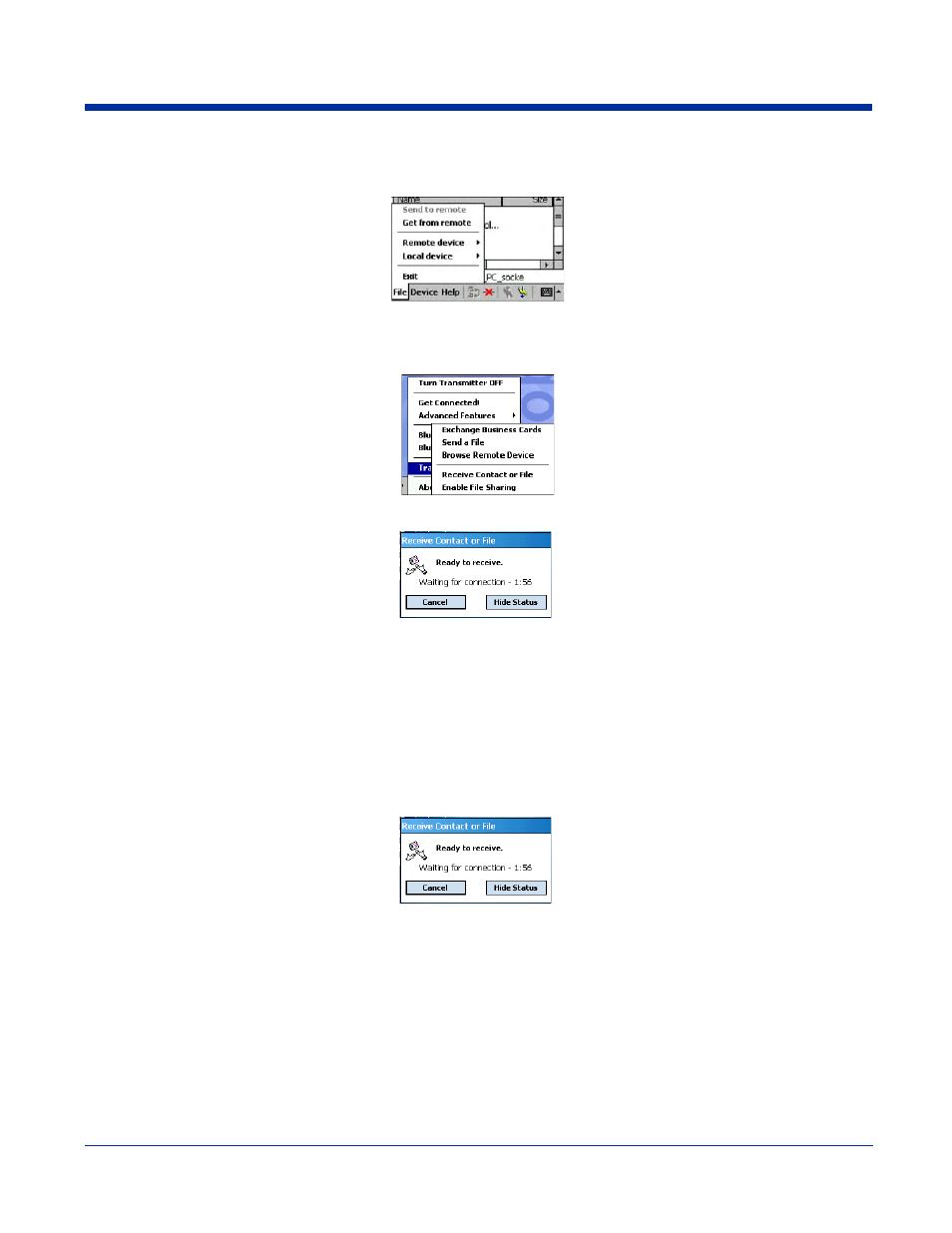 Receive contact or file, Enable file sharing, Enable file sharing -18 | Hand Held Products 7900 User Manual | Page 130 / 204