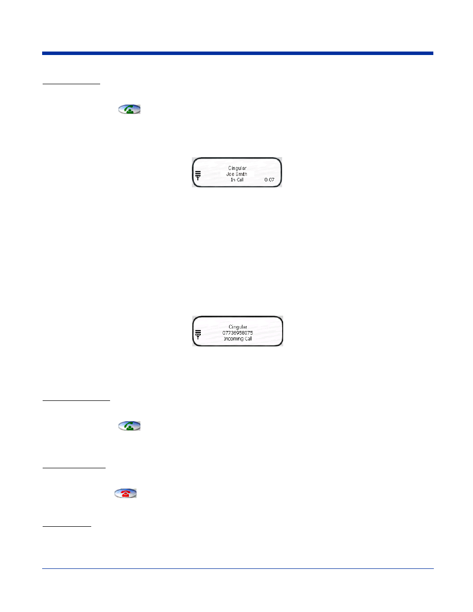 Receiving a call, Receiving a call -6, Sending a call | Answering a call, Rejecting a call, Call waiting | Hand Held Products 7900 User Manual | Page 142 / 204