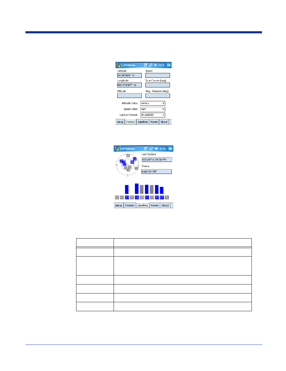 Position tab, Satellites tab, Position tab -7 satellites tab -7 | Hand Held Products 7900 User Manual | Page 165 / 204