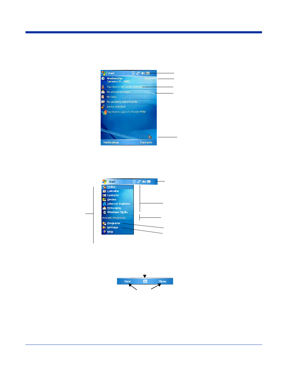 Today screen, Navigation bar, Command bar | Selecting programs, Today screen appears; see | Hand Held Products 7900 User Manual | Page 23 / 204
