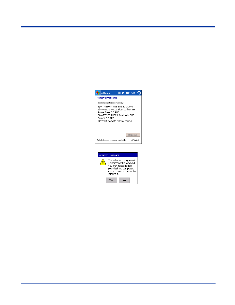 Remove programs, Screen, Remove programs -12 screen -12 | Hand Held Products 7900 User Manual | Page 68 / 204