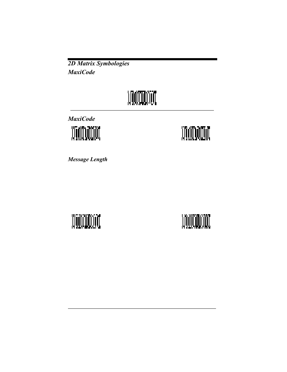Maxicode, Message length, Maxicode -37 | Message length -37, 2d matrix symbologies maxicode | Hand Held Products 4410 User Manual | Page 107 / 208