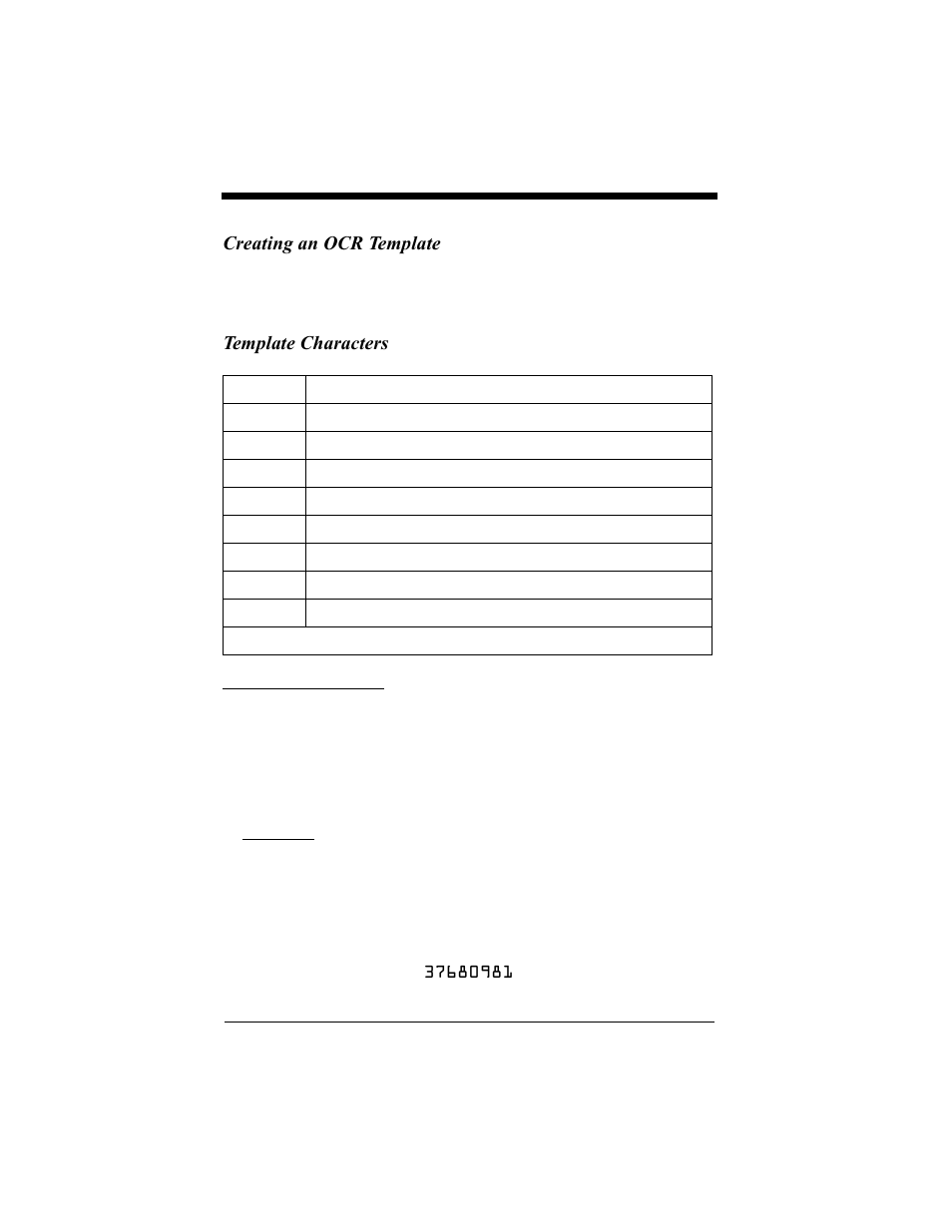 Creating an ocr template, Creating an ocr template -5, Template characters | Hand Held Products 4410 User Manual | Page 117 / 208