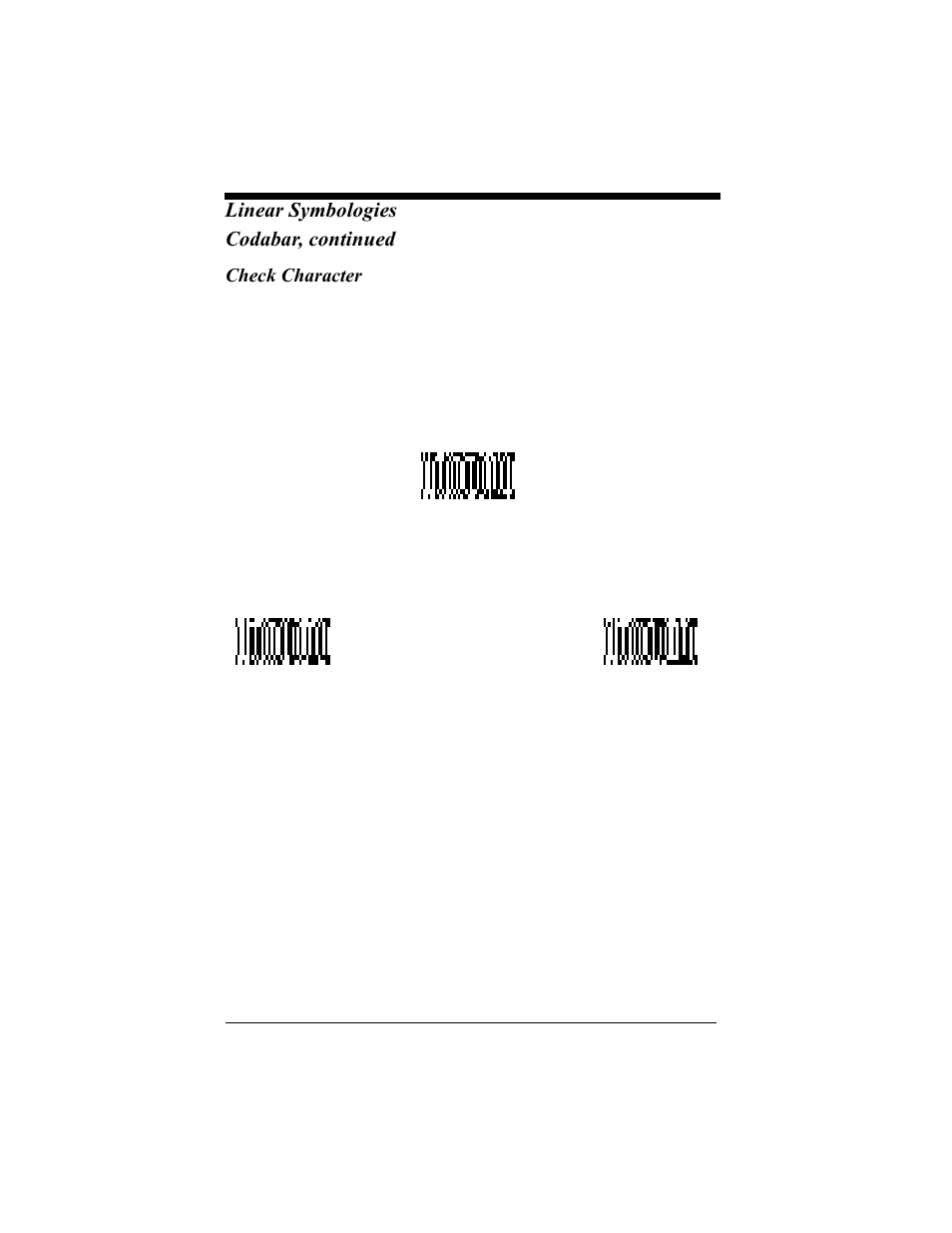 Check character, Check character -3, Linear symbologies codabar, continued | Hand Held Products 4410 User Manual | Page 73 / 208