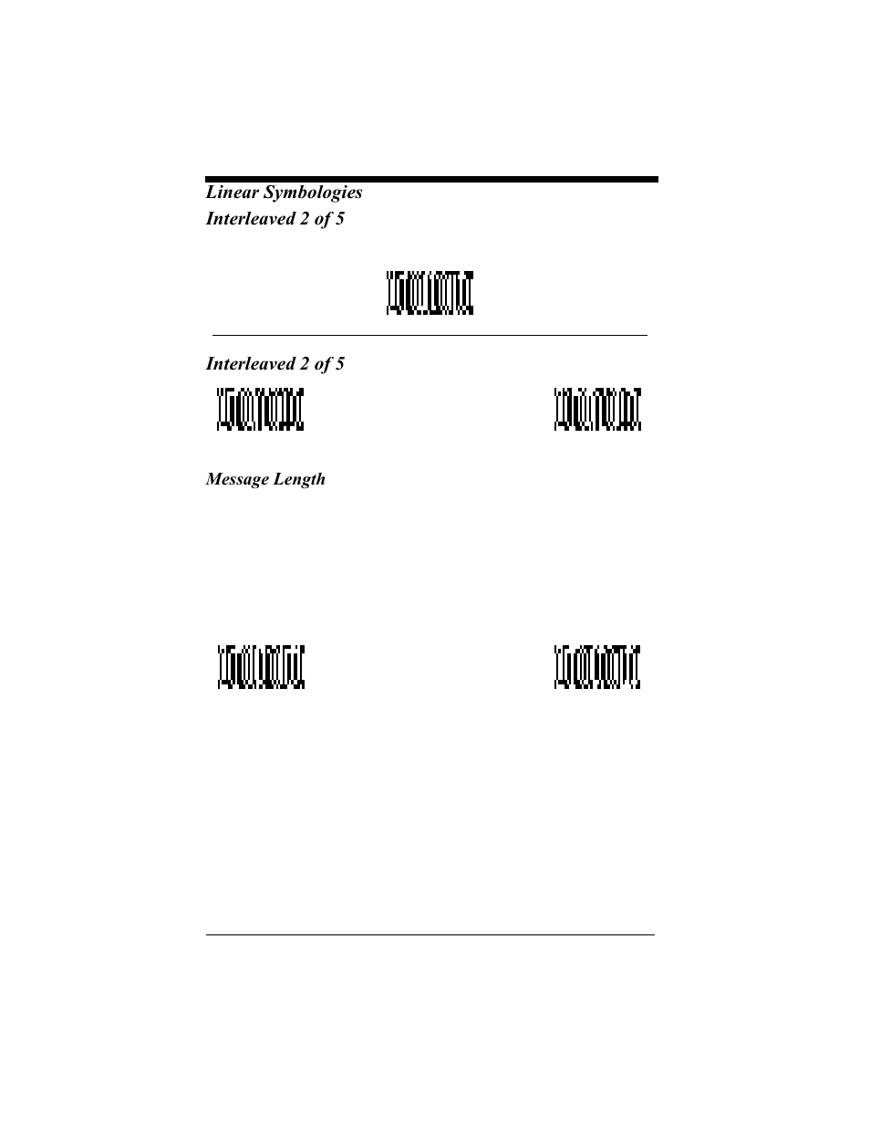 Interleaved 2 of 5, Message length, Interleaved 2 of 5 -9 | Message length -9, Linear symbologies interleaved 2 of 5 | Hand Held Products 4410 User Manual | Page 79 / 208