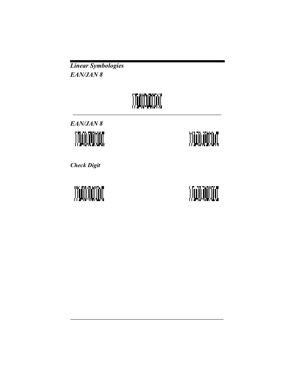 Ean/jan 8, Check digit, Ean/jan 8 -17 | Check digit -17, Linear symbologies ean/jan 8 | Hand Held Products 4410 User Manual | Page 87 / 208