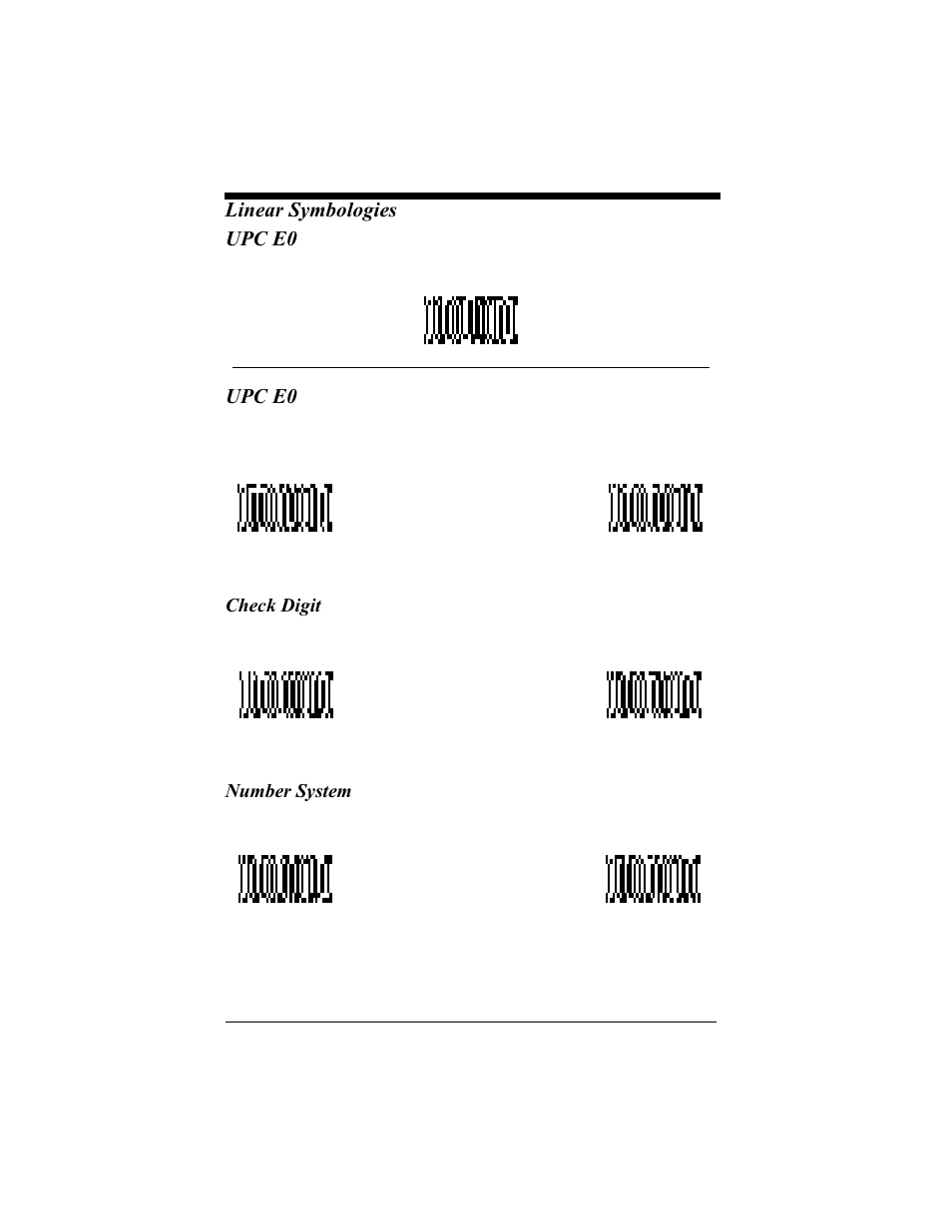 Upc e0, Check digit, Number system | Upc e0 -23, Check digit -23 number system -23, Linear symbologies upc e0 | Hand Held Products 4410 User Manual | Page 93 / 208