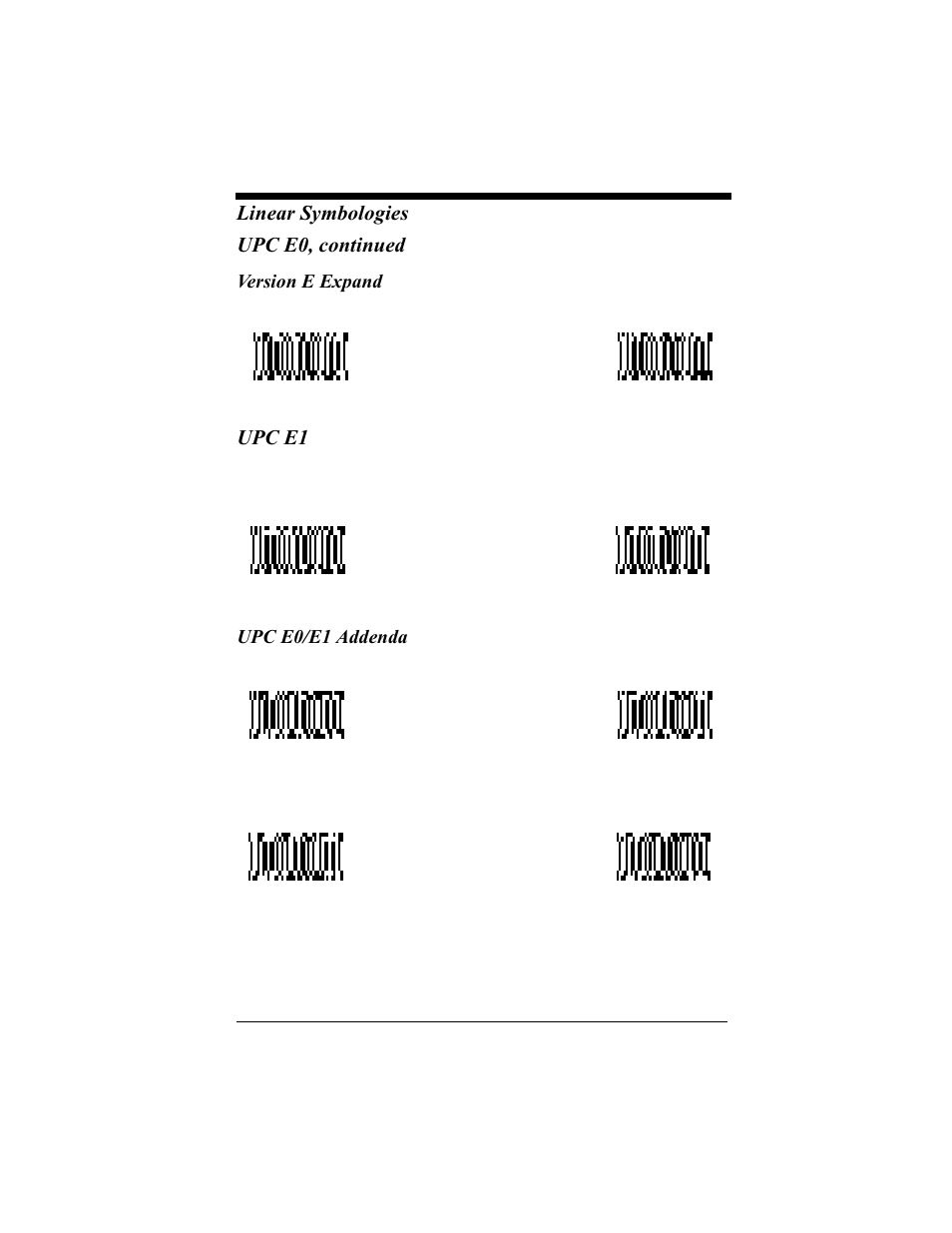 Version e expand, Upc e1, Upc e0/e1 addenda | Version e expand -24, Upc e1 -24, Upc e0/e1 addenda -24, Linear symbologies upc e0, continued | Hand Held Products 4410 User Manual | Page 94 / 208