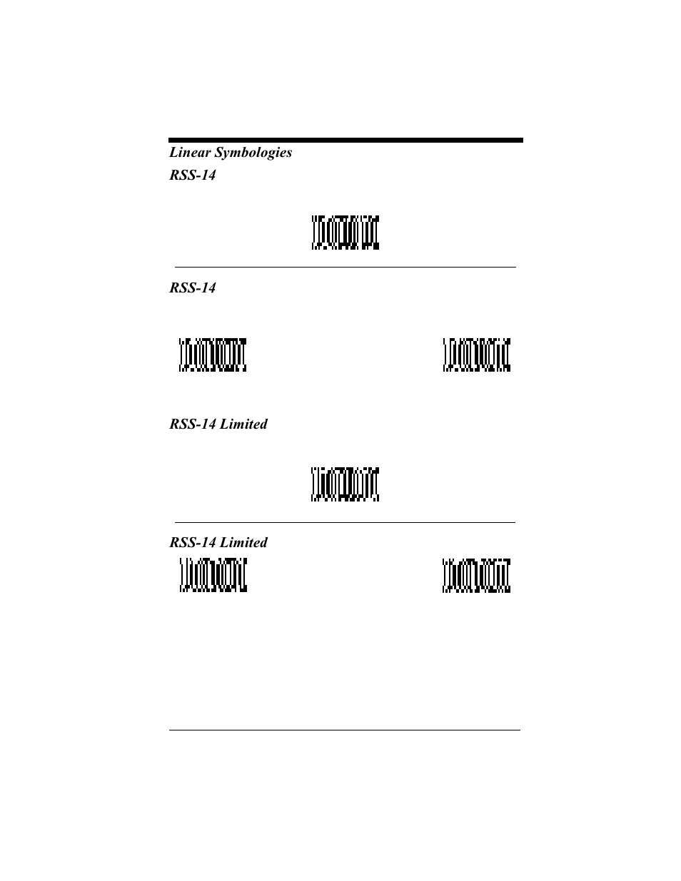 Rss-14, Rss-14 limited, Rss-14 -26 rss-14 limited -26 | Linear symbologies rss-14 | Hand Held Products 4410 User Manual | Page 96 / 208