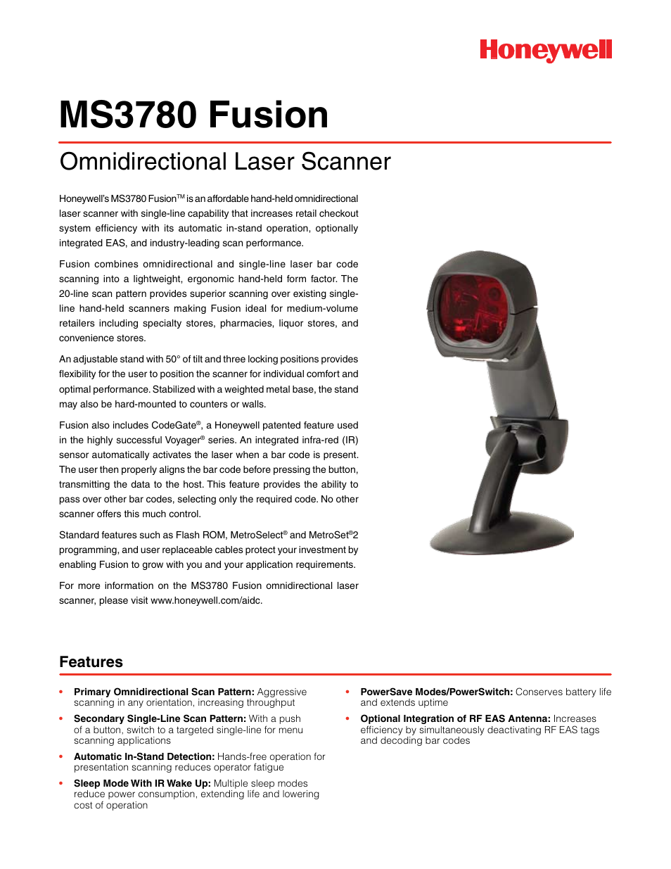 Hand Held Products Fusion MS3780 User Manual | 2 pages