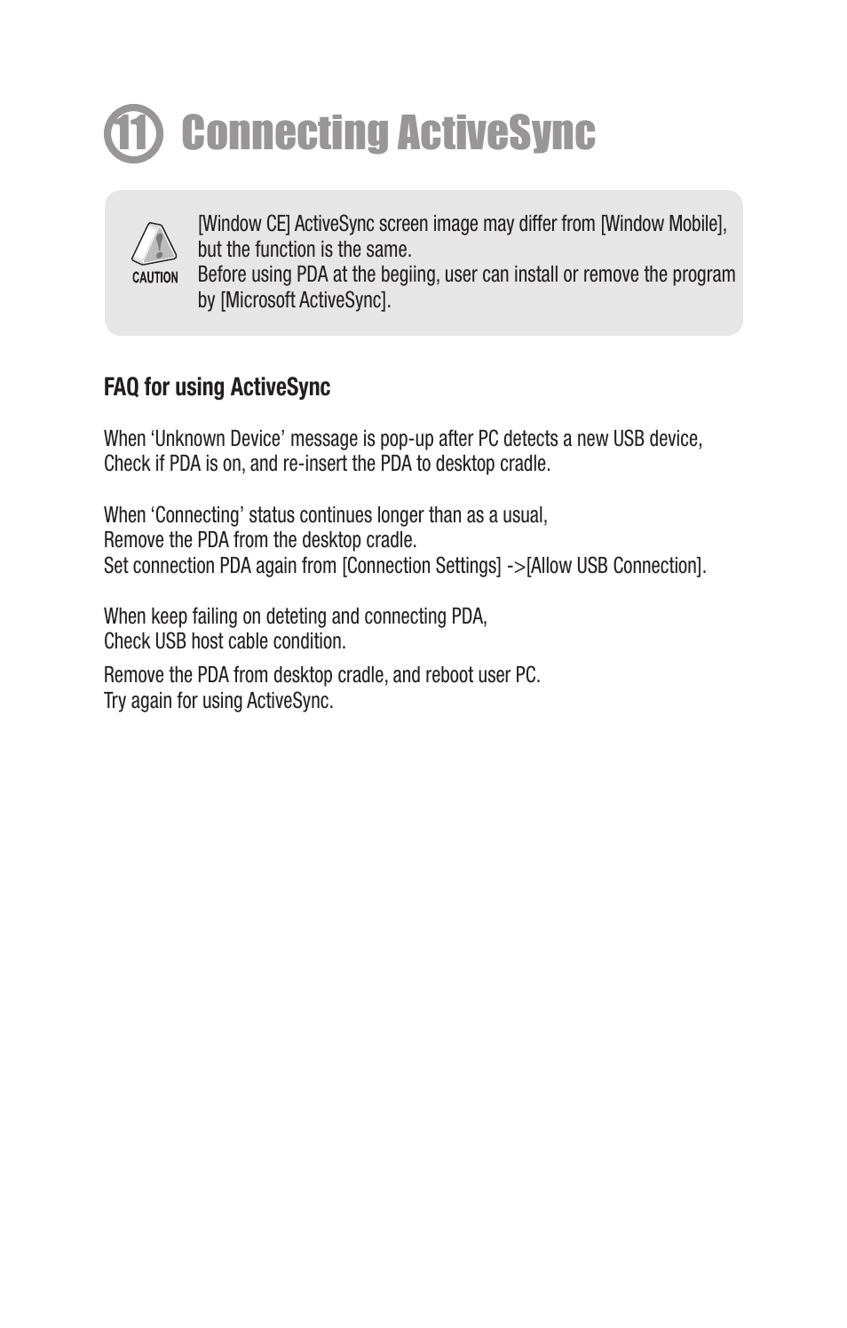 11 connecting activesync | Hand Held Products X5 User Manual | Page 11 / 12