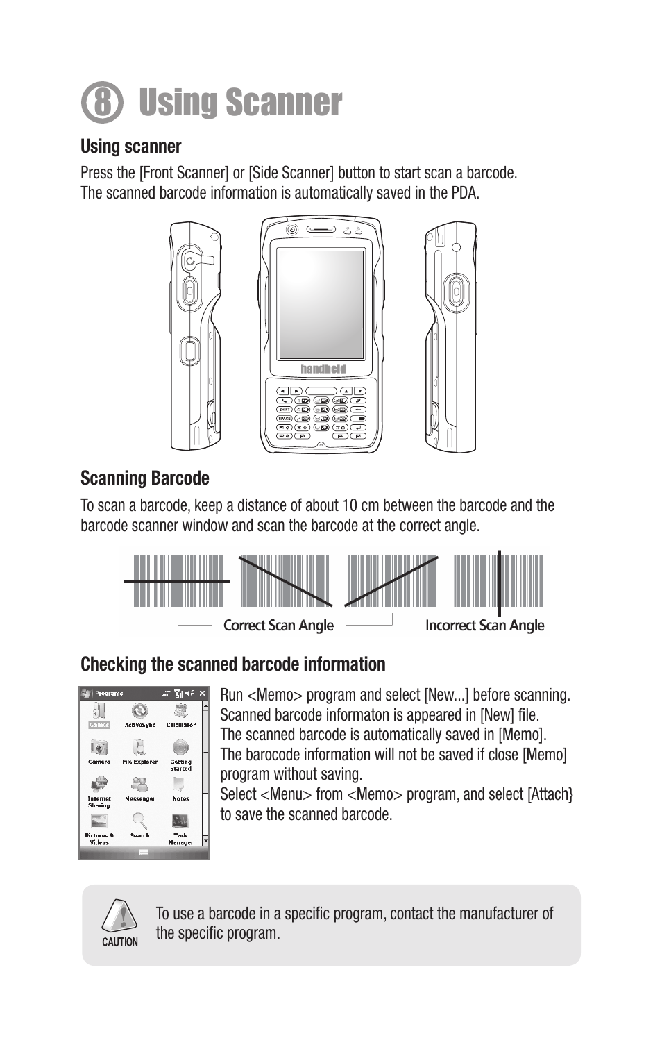 8 using scanner | Hand Held Products X5 User Manual | Page 8 / 12