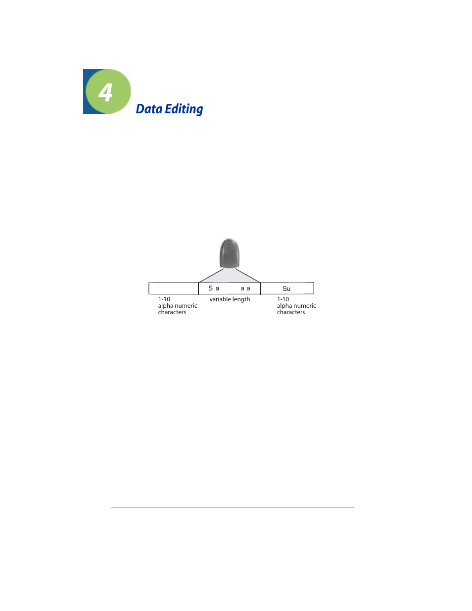 Data editing, Prefix/suffix overview, To add a prefix or suffix | Chapter 4 - data editing, Prefix/suffix overview -1, To add a prefix or suffix: -1, Points to keep in mind | Hand Held Products 3900 User Manual | Page 49 / 168