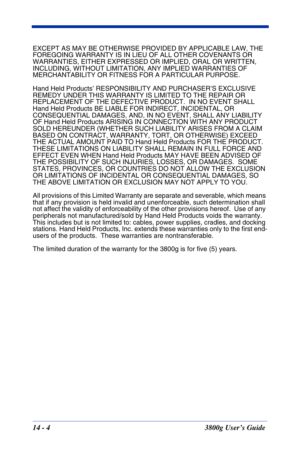 Hand Held Products HANDHELD 3800G User Manual | Page 136 / 144