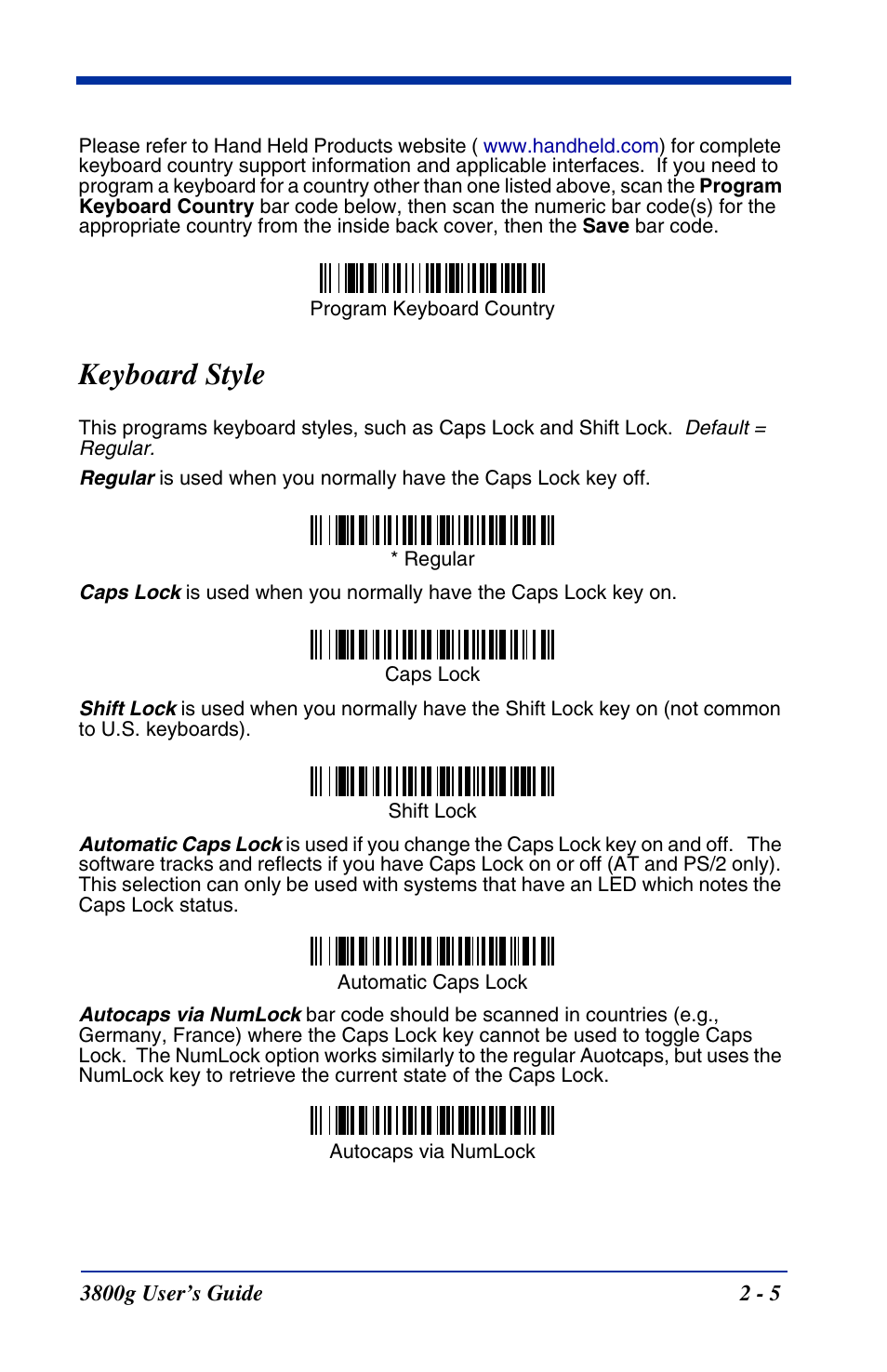 Keyboard style, Keyboard style -5 | Hand Held Products HANDHELD 3800G User Manual | Page 27 / 144