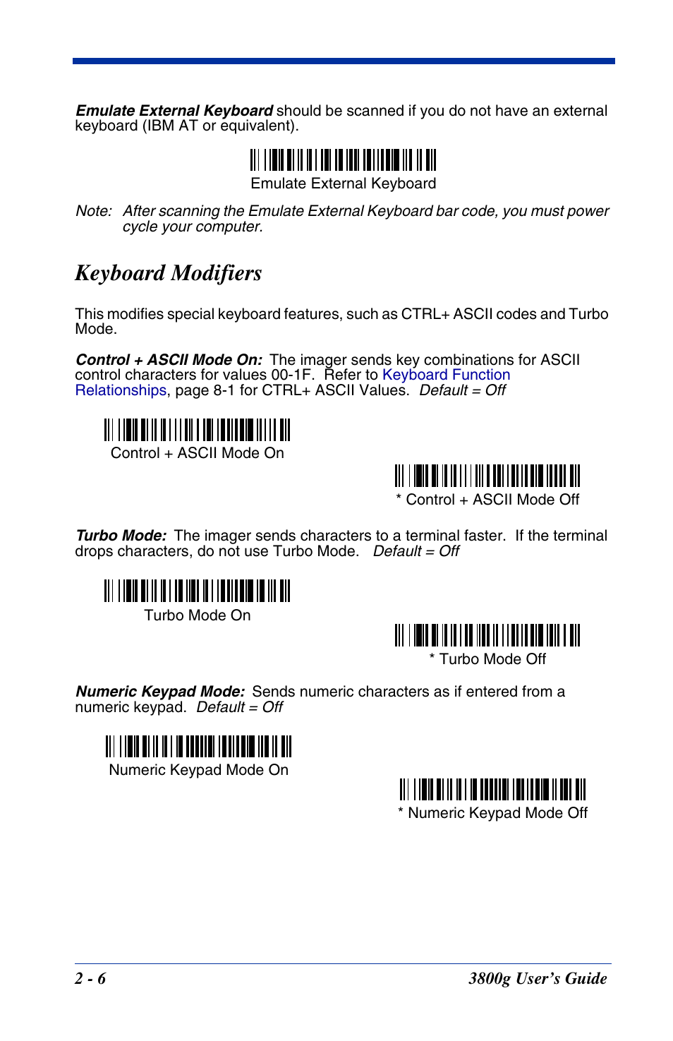 Keyboard modifiers, Keyboard modifiers -6 | Hand Held Products HANDHELD 3800G User Manual | Page 28 / 144