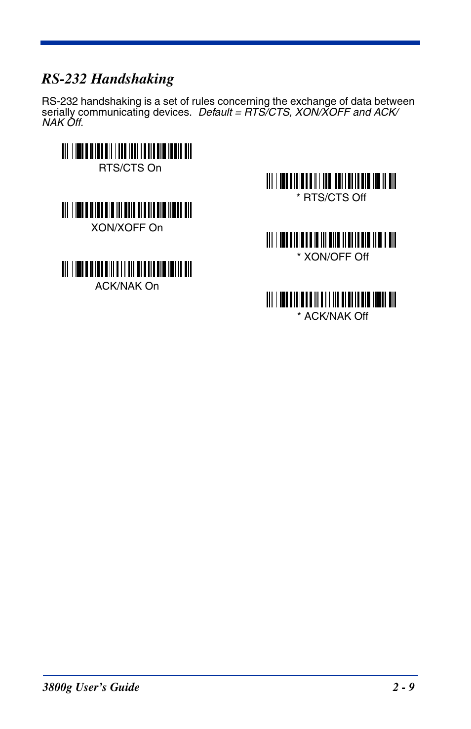 Rs-232 handshaking, Rs-232 handshaking -9 | Hand Held Products HANDHELD 3800G User Manual | Page 31 / 144