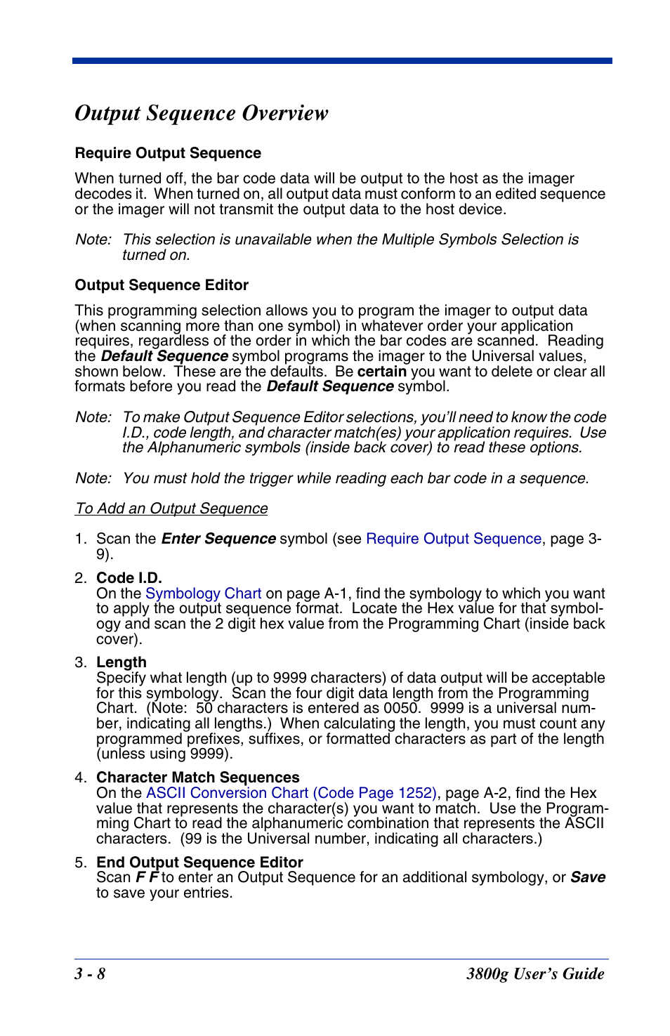 Output sequence overview, Output sequence overview -8 | Hand Held Products HANDHELD 3800G User Manual | Page 40 / 144