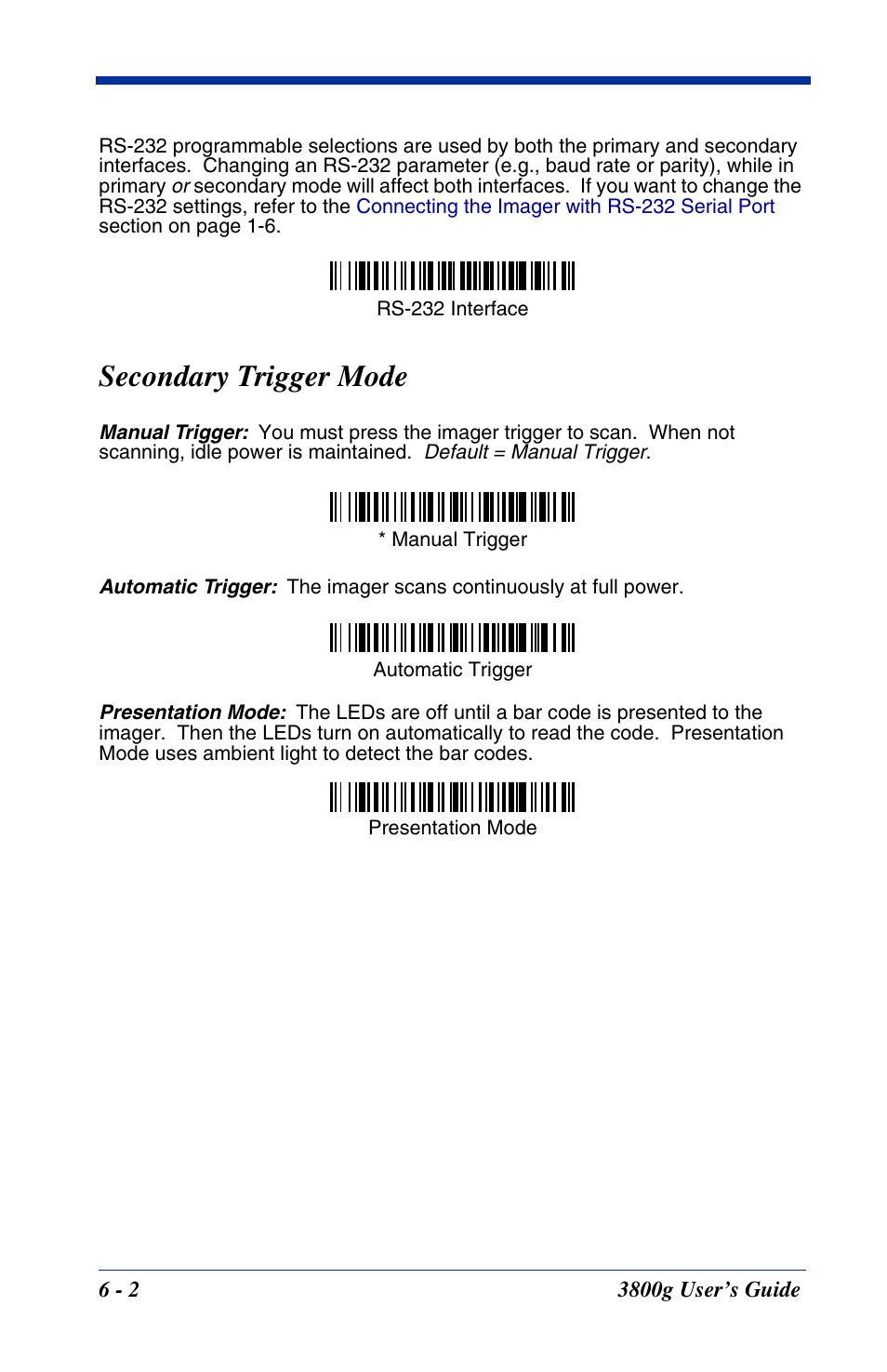 Secondary trigger mode, Secondary trigger mode -2 | Hand Held Products HANDHELD 3800G User Manual | Page 58 / 144