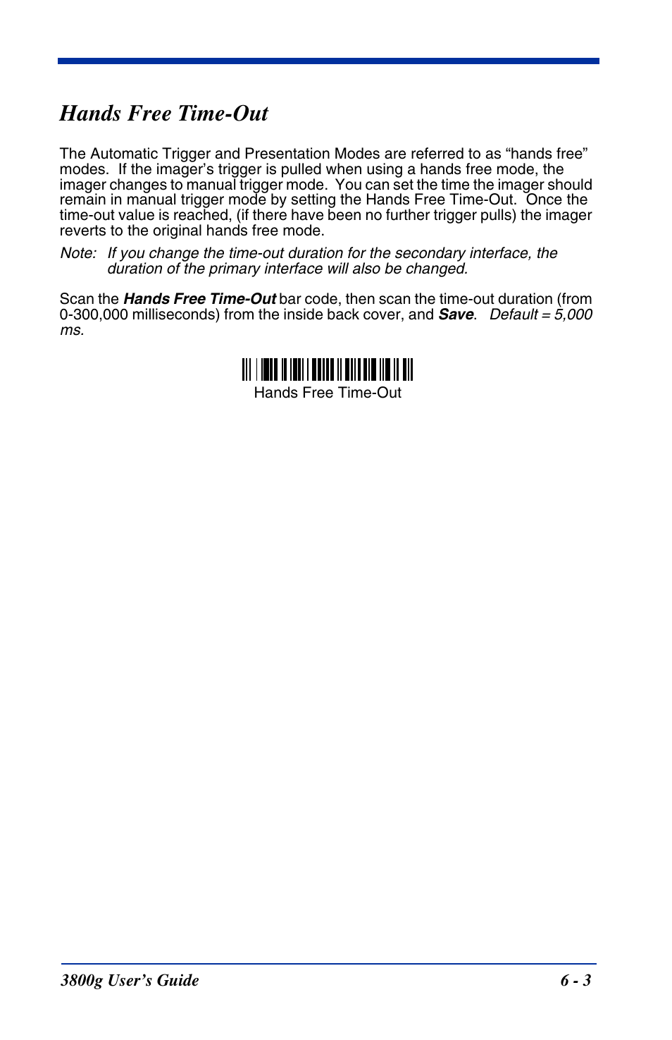 Hands free time-out, Hands free time-out -3 | Hand Held Products HANDHELD 3800G User Manual | Page 59 / 144