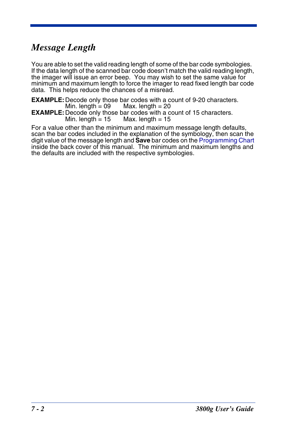 Message length, Message length -2 | Hand Held Products HANDHELD 3800G User Manual | Page 62 / 144