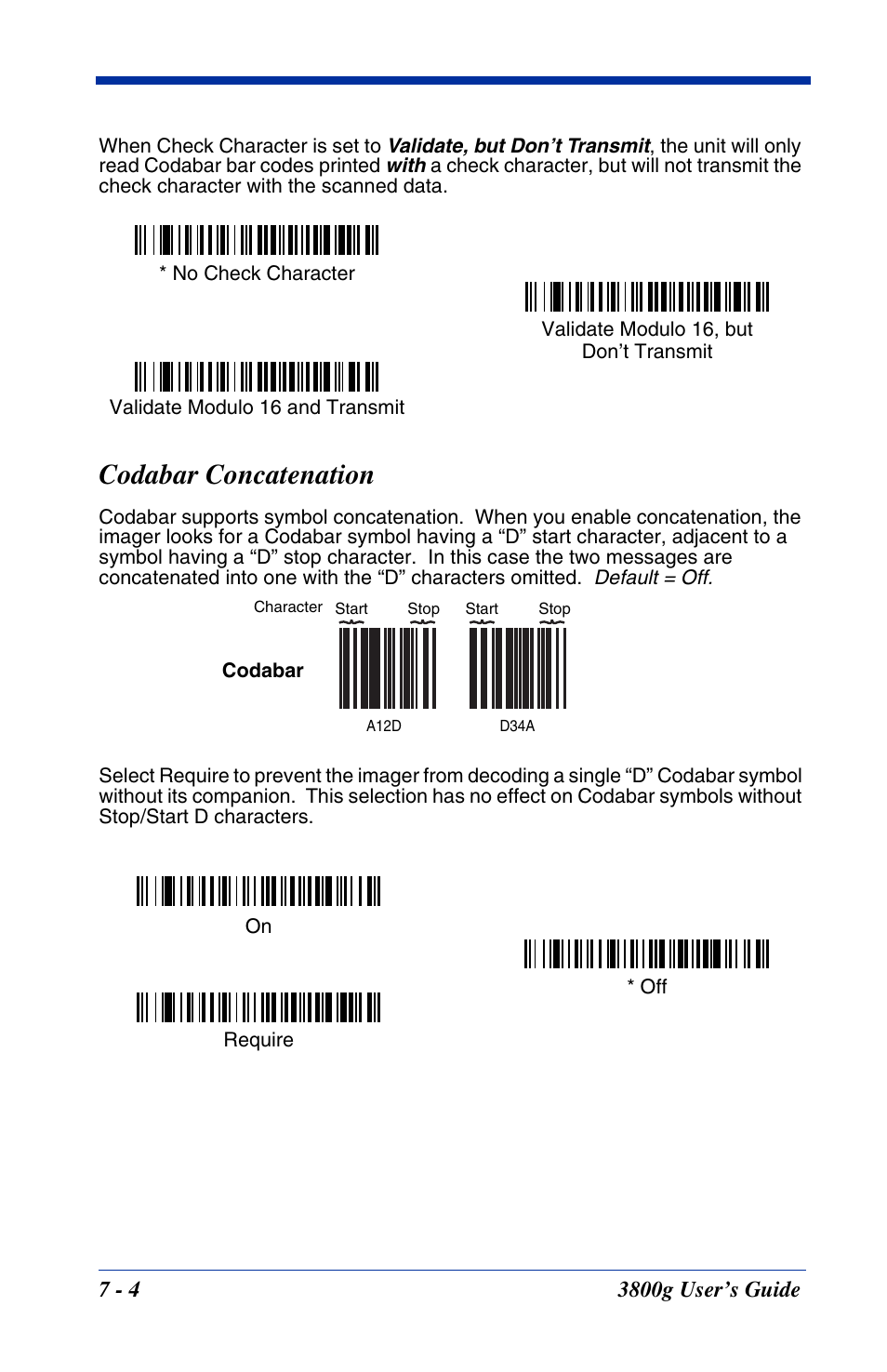 Codabar concatenation, Codabar concatenation -4 | Hand Held Products HANDHELD 3800G User Manual | Page 64 / 144