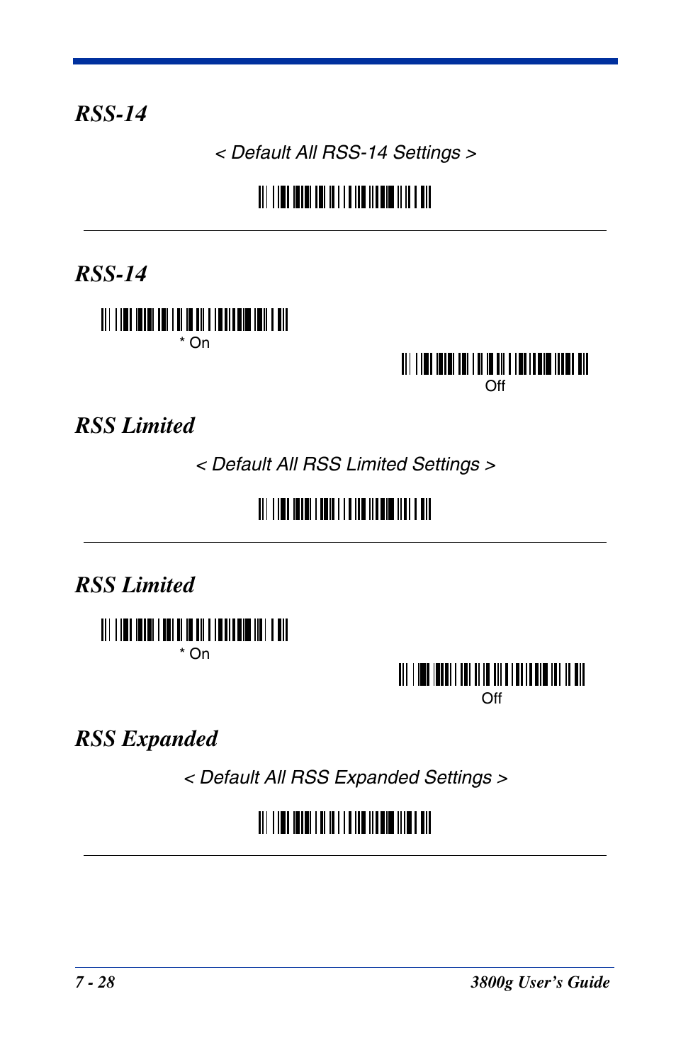 Rss limited, Rss limited -28, Rss-14 | Rss-14 rss limited, Rss limited rss expanded | Hand Held Products HANDHELD 3800G User Manual | Page 88 / 144