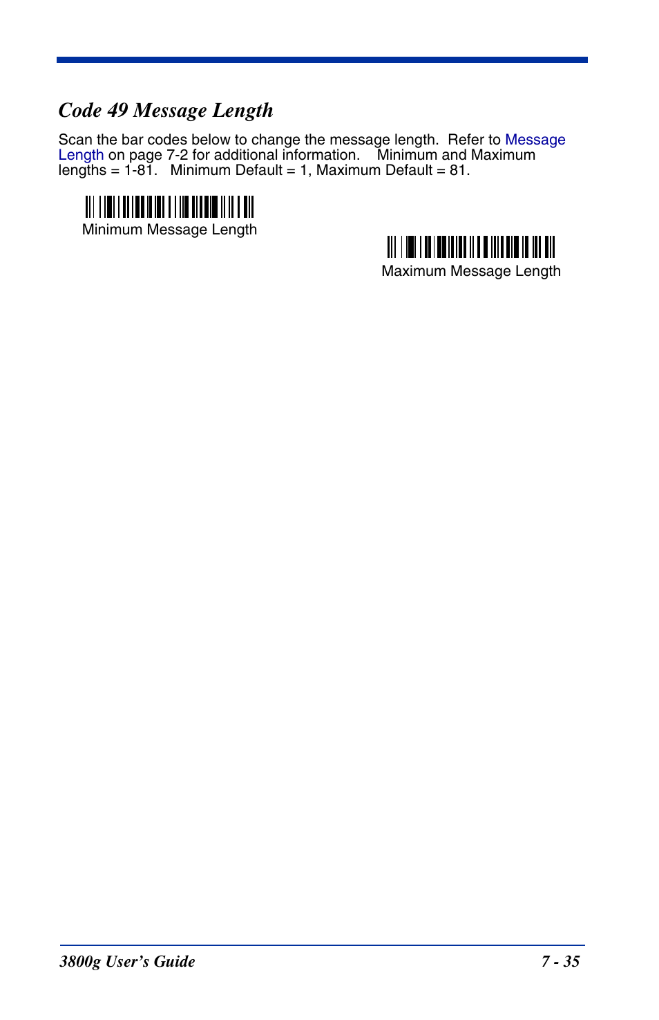 Code 49 message length, Code 49 message length -35 | Hand Held Products HANDHELD 3800G User Manual | Page 95 / 144