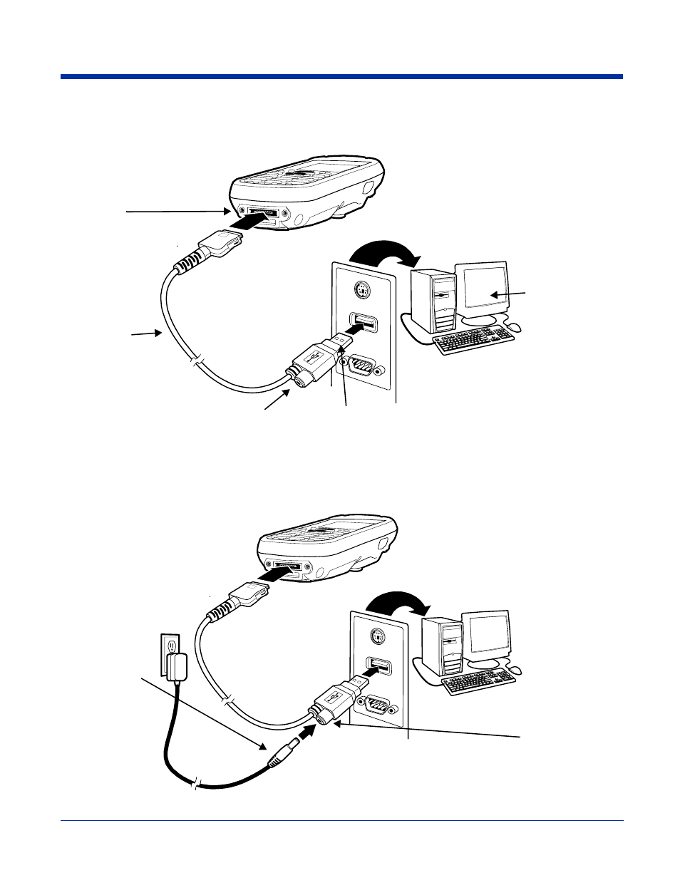 Connecting the usb cable, Connecting the power cable, Connecting the usb cable -2 | Hand Held Products DOLPHIN 7600 User Manual | Page 60 / 102