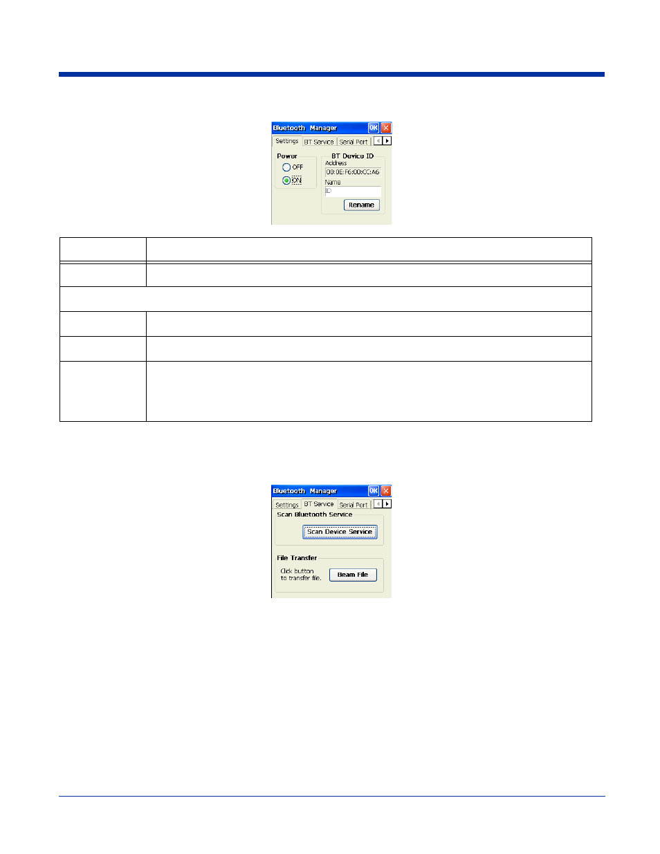 Setting tab, Bt service tab, Setting tab -2 bt service tab -2 | Setting tab bt service tab | Hand Held Products DOLPHIN 7600 User Manual | Page 70 / 102